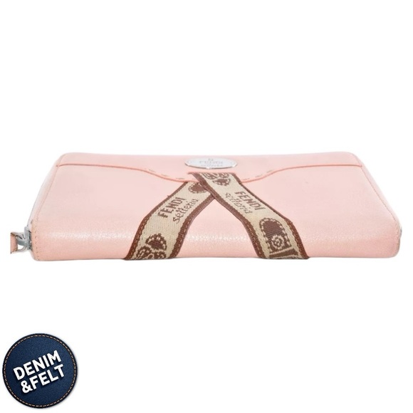 FENDI Pink Serelia Continental Long Leather/Canvas Round Full Zip Wallet 🩷🤎 - Picture 5 of 10